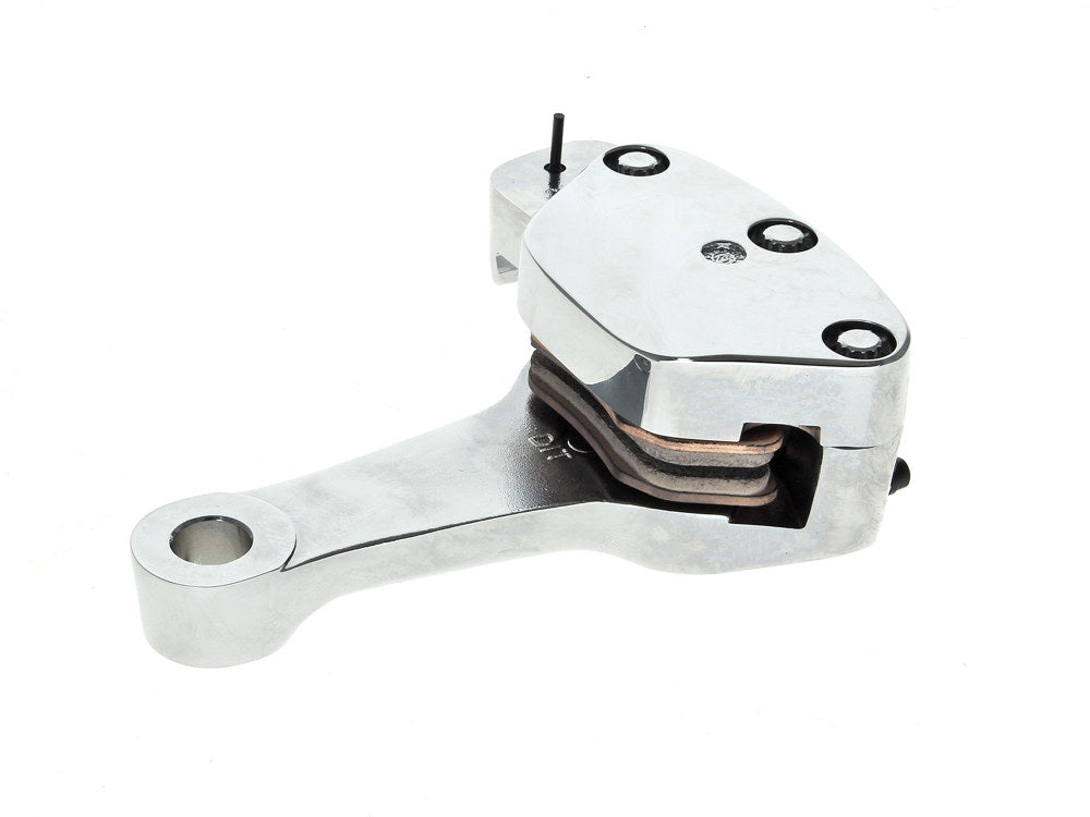Right Hand Rear 4 Piston Caliper & Mounting Bracket - Chrome. Fits Softail 1987-1999.