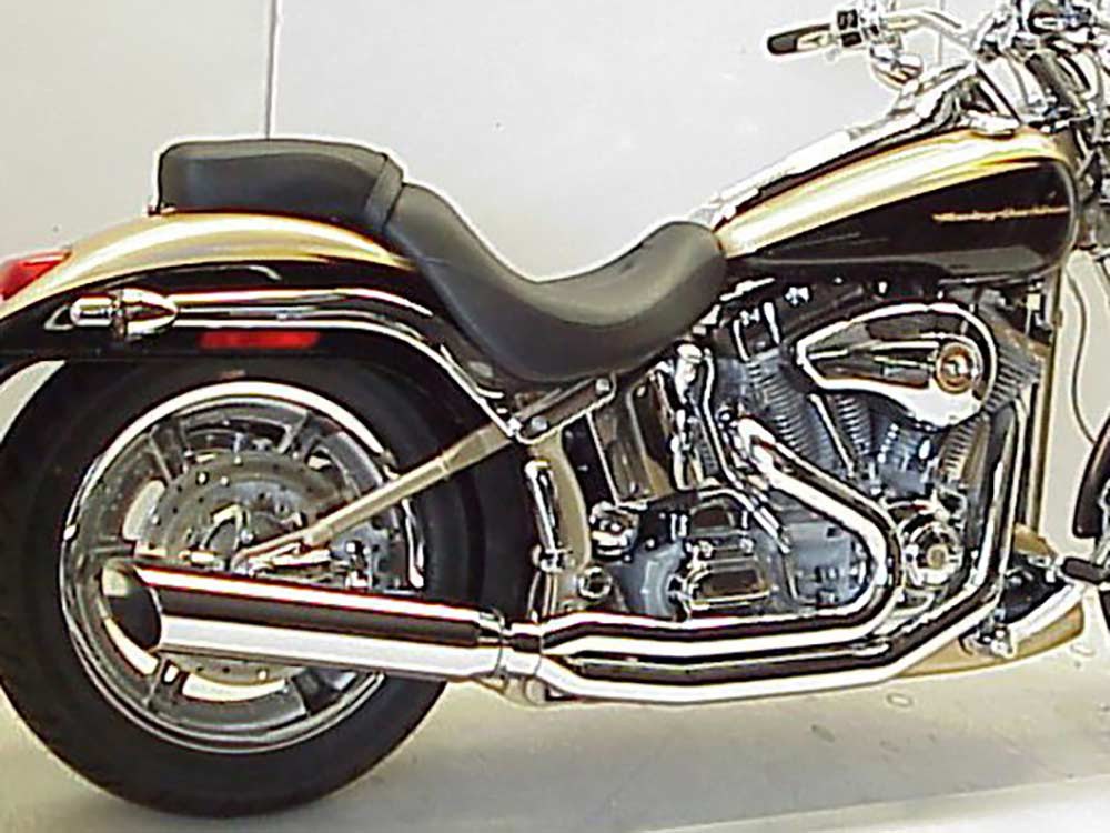 Boarzilla 2-into-1 Exhaust - Chrome. Fits Softail 1986-2017.