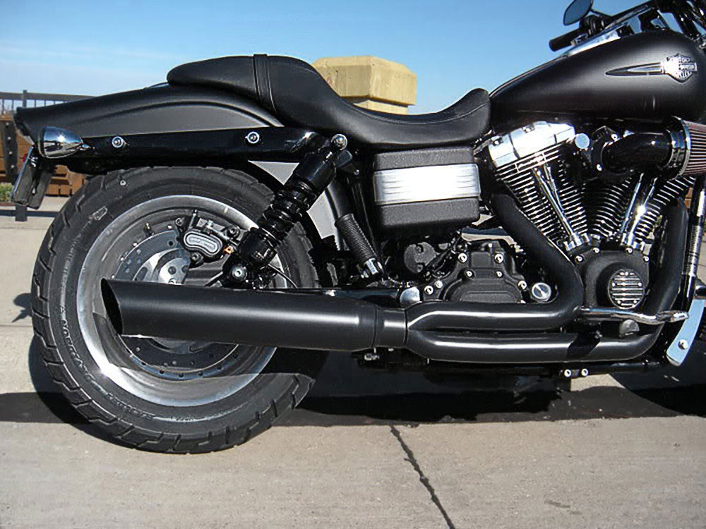 Boarzilla 2-into-1 Exhaust with Upswept Muffler - Black. Fits Dyna 2006-2017.