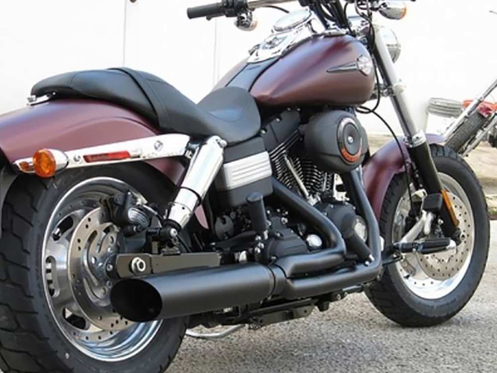 Fat Cat 2-into-1 Exhaust - Black. Fits Dyna 2006-2017