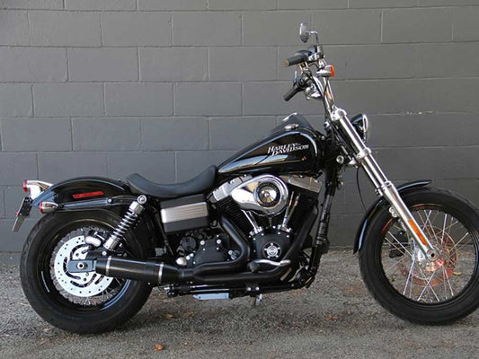 Bob Cat 2-into-1 Exhaust - Black with Carbon Fibre Sleeve Muffler. Fits Dyna 2006-2017.