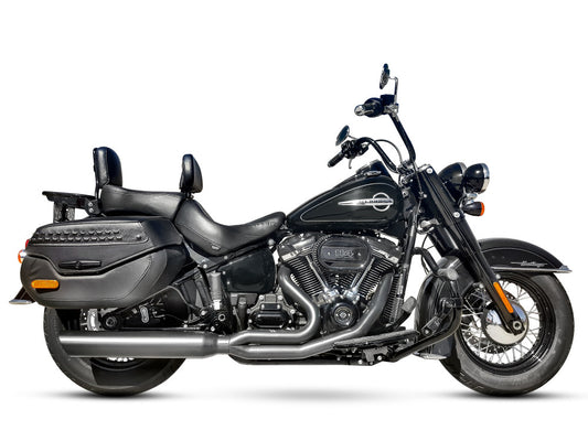 Fat Cat 2-into-1 Exhaust with Straight Muffler - Black. Fits Softail Heritage & Low Rider ST 2025up