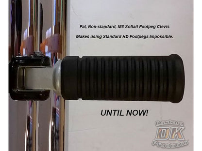 Footpeg Adapters - Black. Fits Earlier Style Footpegs to Softail 2018up.