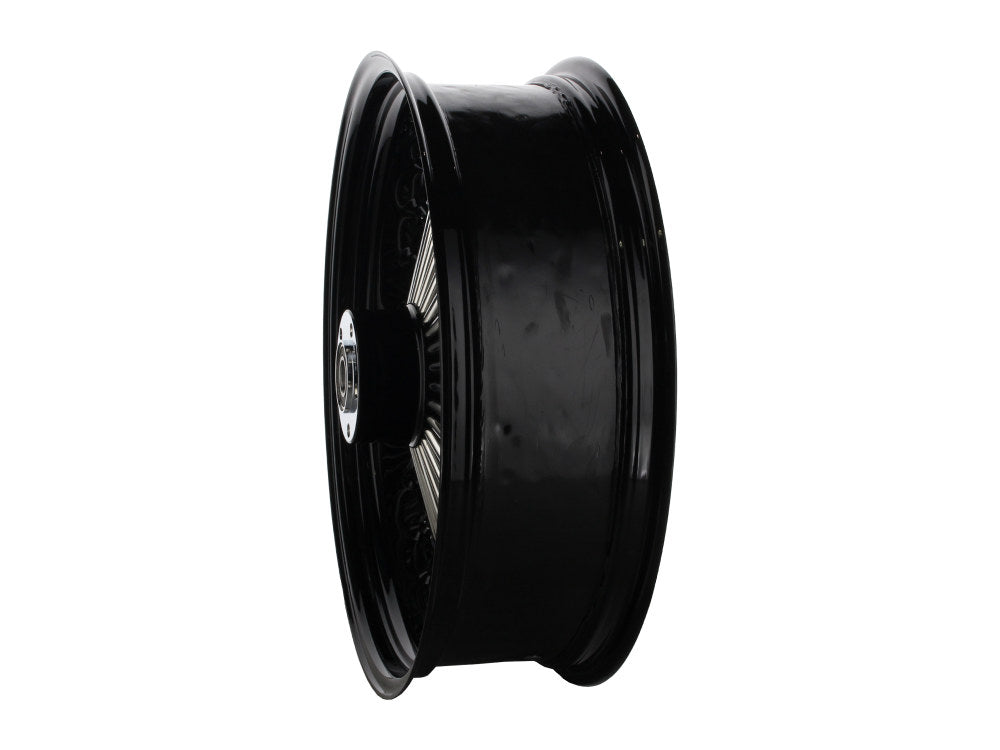 18in. x 5.5in. Mammoth Fat Spoke Rear Wheel - Gloss Black & Chrome. Fits Softail 2008up.