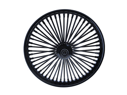 21in. x 2.15in. Mammoth Fat Spoke Front Wheel - Gloss Black. Fits Mid Glide Dyna 2012-2017 & FX Softail 2018up.