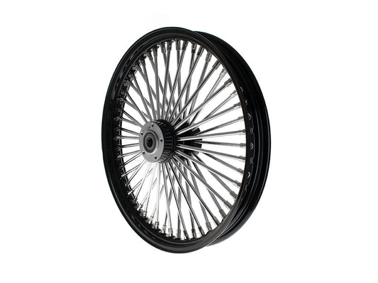 21in. x 2.15in. Mammoth Fat Spoke Front Wheel - Gloss Black & Chrome. Fits Dual Disc Mid Glide Dyna Low Rider 2014-2017