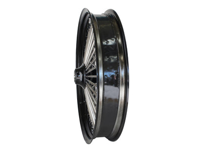 21in. x 3.5in. Mammoth Fat Spoke Front Wheel - Gloss Black & Chrome. Fits FX Softail 2011-2015.