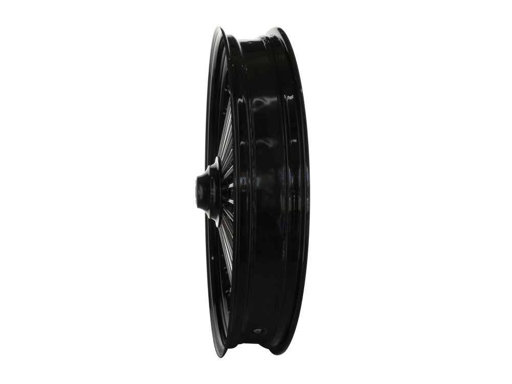 21in. x 3.5in. Mammoth Fat Spoke Front Wheel - Gloss Black & Chrome. Fits Softail Breakout 2013up.