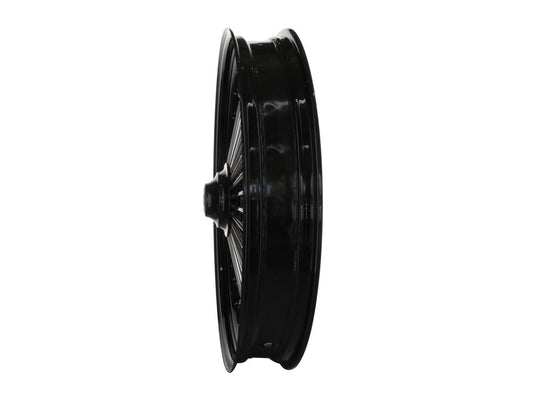 21in. x 3.5in. Mammoth Fat Spoke Front Wheel - Gloss Black & Chrome. Fits Softail Breakout 2013up.