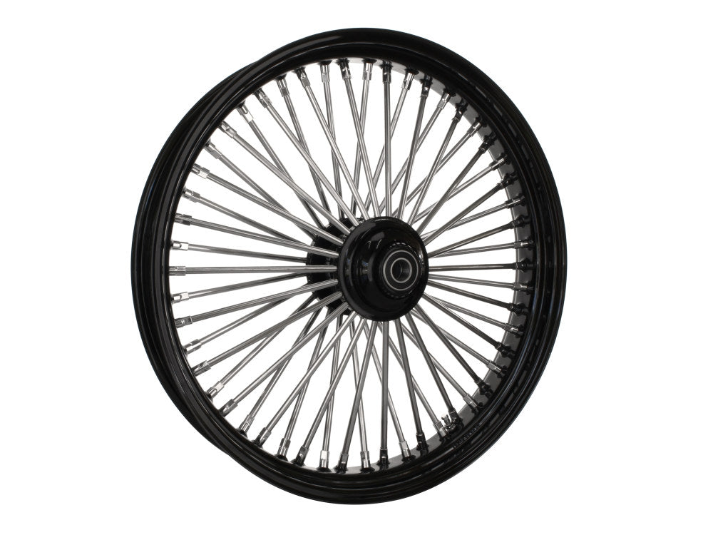 21in. x 3.5in. Mammoth Fat Spoke Front Wheel - Gloss Black & Chrome. Fits Softail Breakout 2013up.