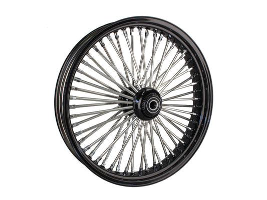 21in. x 3.5in. Mammoth Fat Spoke Front Wheel - Gloss Black & Chrome. Fits Softail Heritage 2011up, Deluxe 2011-2020, Slim 2012-2021 & Fatboy 2011-2017