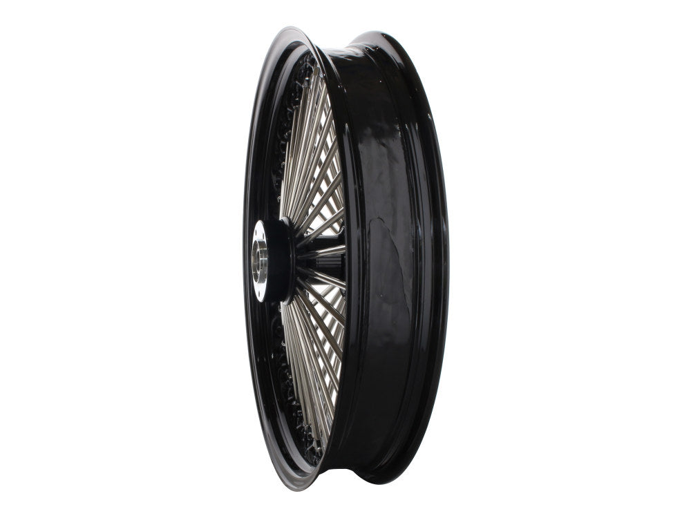 21in. x 3.5in. Mammoth Fat Spoke Front Wheel - Gloss Black & Chrome. Fits Touring 2008up