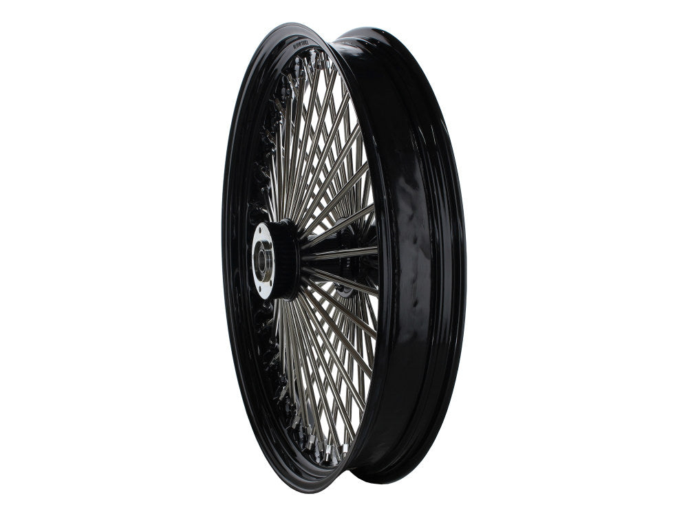 23in. x 3.5in. Mammoth Fat Spoke Front Wheel - Gloss Black & Chrome. Fits FX Softail 2011-2015.