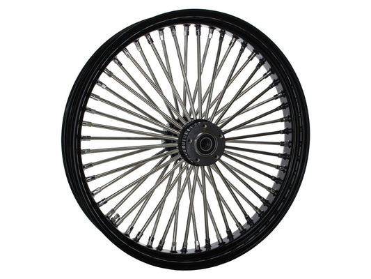 23in. x 3.5in. Mammoth Fat Spoke Front Wheel - Gloss Black & Chrome. Fits FX Softail 2011-2015.