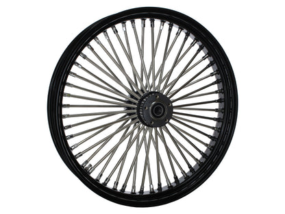 23in. x 3.5in. Mammoth Fat Spoke Front Wheel - Gloss Black & Chrome. Fits Touring 2008up.