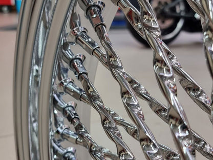 18in. x 3.5in. Cali Fat Spoke Rear Wheel - Chrome. Fits Softail 2011up.