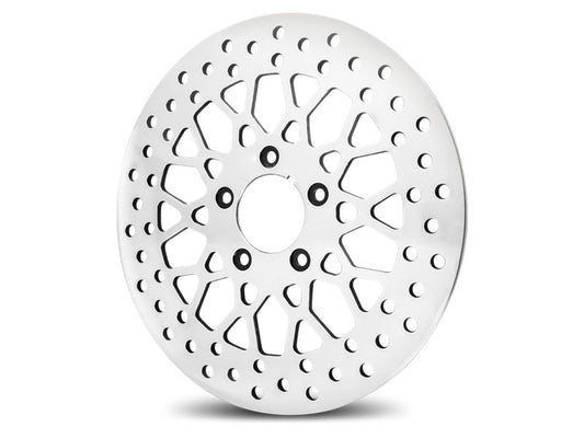 11.5in. Front Mesh Disc Rotor - Polished. Fits Big Twin & Sportster 2000-2014