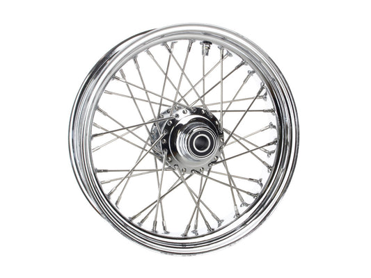 16in. x 3.5in. Front 40 Spoke Cross Laced Wheel - Chrome. Fits Softail Heritage 2007-2010, Deluxe 2007-2010 & Fatboy 2008-2010