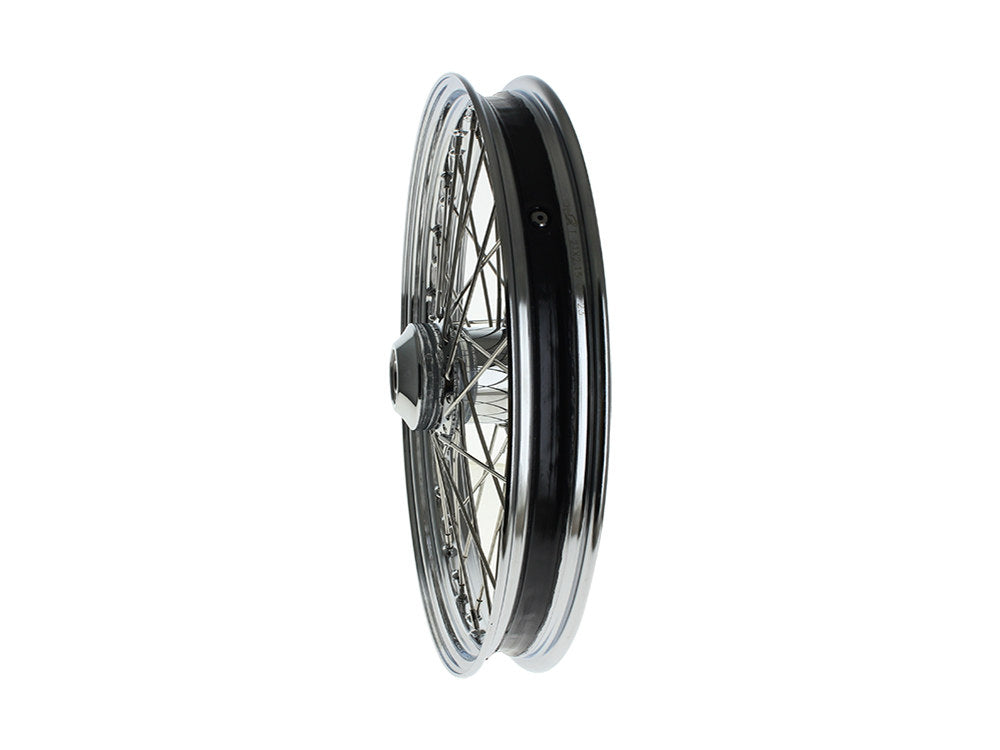21in. x 2.15in. 40 Spoke Cross Laced Front Wheel - Chrome. Fits FX Softail 2007-2010.