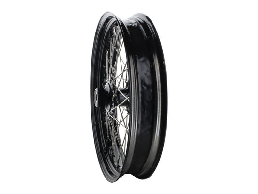 21in. x 3.5in. 40 Spoke Cross Laced Front Wheel - Gloss Black & Chrome. Fits Softail Heritage 2011up, Deluxe 2011-2020, Slim 2012-2021 & Fatboy 2011-2017