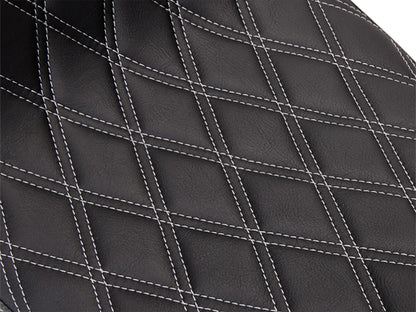 Performance Predator 2up Dual Seat with Silver Double Diamond Lattice Stitch. Fits Most Touring 2008-2024