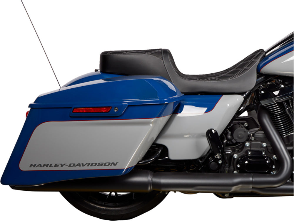 Performance Predator 2up Dual Seat with Silver Double Diamond Lattice Stitch. Fits Most Touring 2008-2024