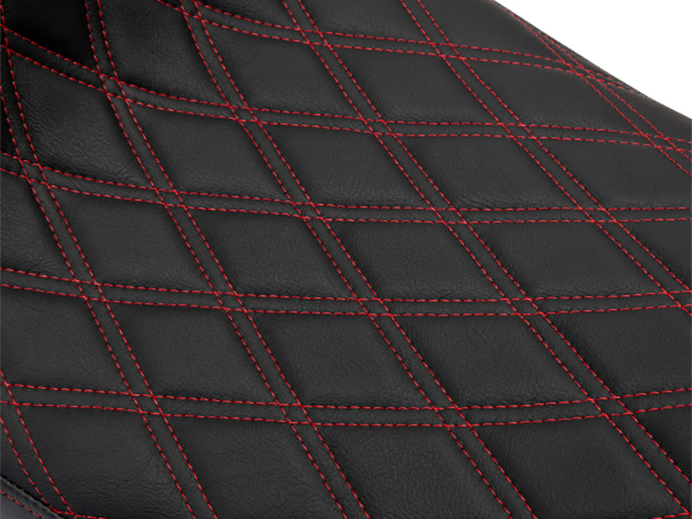 Performance Predator 2up Dual Seat with Red Double Diamond Lattice Stitch. Fits Most Touring 2008-2024
