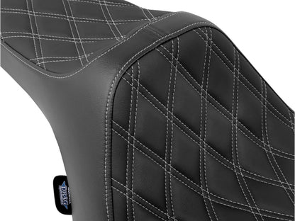 Predator 3 Dual Seat with Silver Double Diamond Lattice Stitch. Fits CVO Touring 2023up, Street Glide & Road Glide 2024up, Touring 2025up