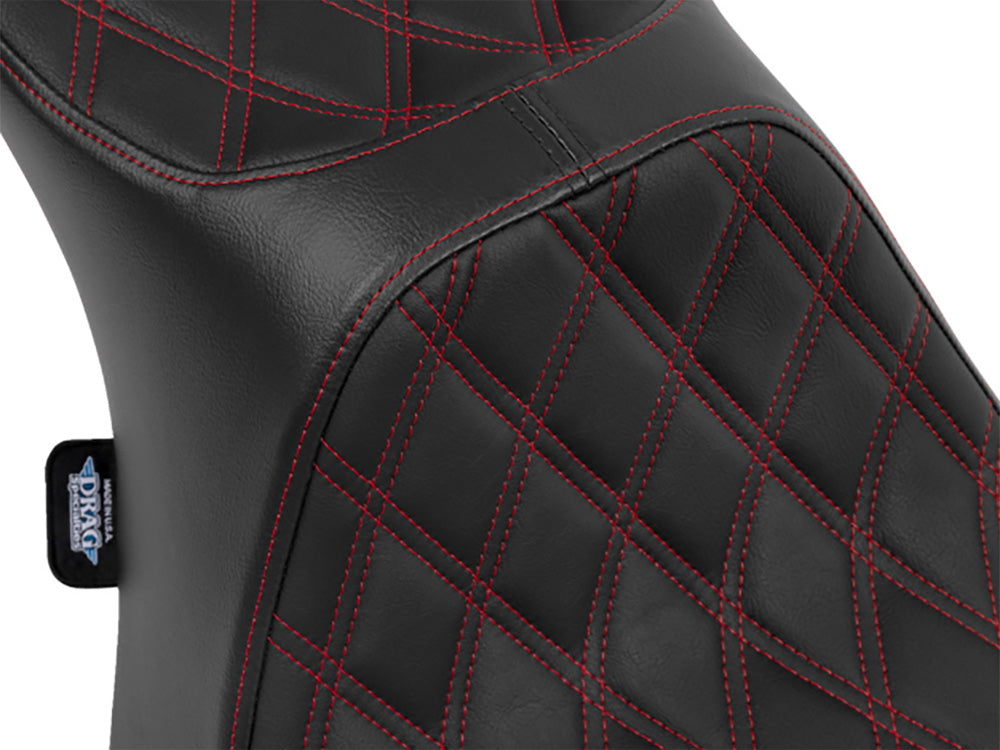 Predator 3, 2up Dual Seat with Red Double Diamond Lattice Stitch. Fits CVO Touring 2023up, Street Glide & Road Glide 2024up, Touring 2025up