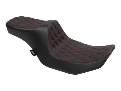Predator 3, 2up Dual Seat with Red Double Diamond Lattice Stitch. Fits CVO Touring 2023up, Street Glide & Road Glide 2024up, Touring 2025up