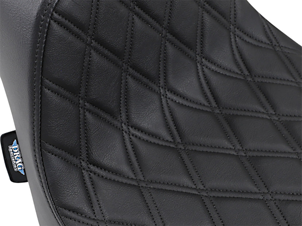 Predator 3 Dual Seat with Black Double Diamond Lattice Stitch. Fits Fat Bob 2018-2024