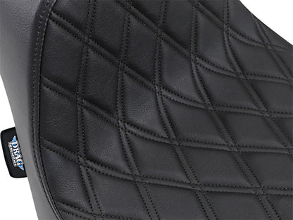 Predator 3 Dual Seat with Black Double Diamond Lattice Stitch. Fits Fat Bob 2018-2024