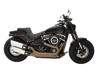 Predator 3 Dual Seat with Silver Double Diamond Lattice Stitch. Fits Fat Bob 2018-2024