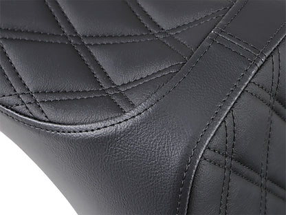 Predator 3 Dual Seat with Black Double Diamond Lattice Stitch. Fits Softail Deluxe 2018-2020, Slim 2018-2021, Standard 2020-2024 & Street Bob & Heritage Classic 2018up