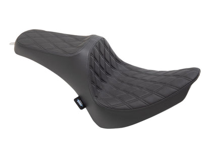 Predator 3 Dual Seat with Black Double Diamond Lattice Stitch. Fits Softail 2000-2017 with 130 or 150 OEM Rear Tyre