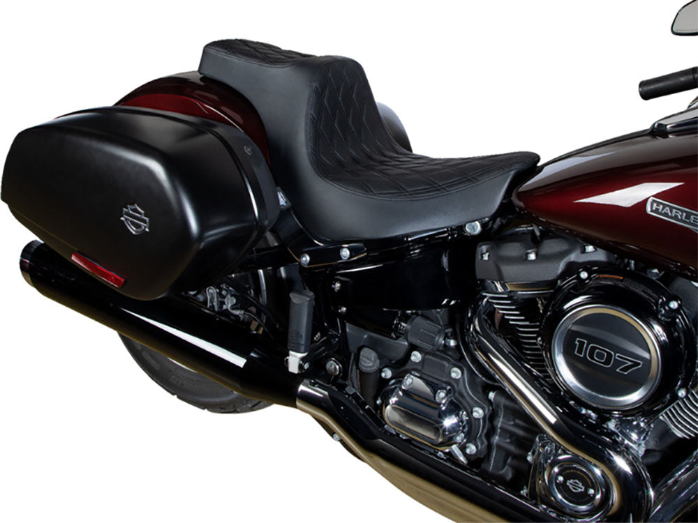 Predator 3 Dual Seat with Black Double Diamond Lattice Stitch. Fits Sport Glide & Low Rider 2018up, Low Rider S 2020up & Low Rider ST 2022up