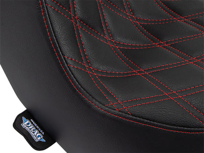 Predator 3 Dual Seat with Red Double Diamond Lattice Stitch. Fits Sport Glide & Low Rider 2018up, Low Rider S 2020up & Low Rider ST 2022up