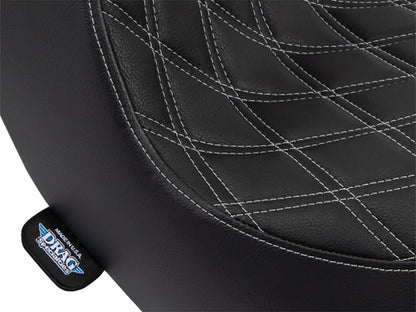 Predator 3 Dual Seat with Silver Double Diamond Lattice Stitch. Fits Sport Glide & Low Rider 2018up, Low Rider S 2020up & Low Rider ST 2022up