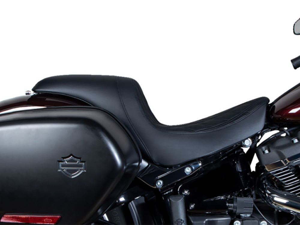 Performance Predator Dual Seat with Black Double Diamond Lattice Stitch. Fits Sport Glide & Low Rider 2018up, Low Rider S 2020up & Low Rider ST 2022up