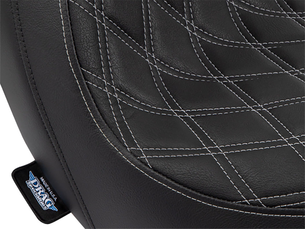 Performance Predator Dual Seat with Silver Double Diamond Lattice Stitch. Fits Sport Glide & Low Rider 2018up, Low Rider S 2020up & Low Rider ST 2022up