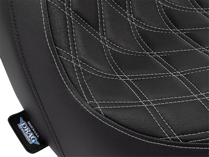 Performance Predator Dual Seat with Silver Double Diamond Lattice Stitch. Fits Sport Glide & Low Rider 2018up, Low Rider S 2020up & Low Rider ST 2022up