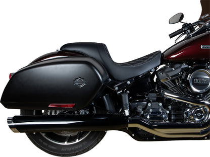 Performance Predator Dual Seat with Silver Double Diamond Lattice Stitch. Fits Sport Glide & Low Rider 2018up, Low Rider S 2020up & Low Rider ST 2022up