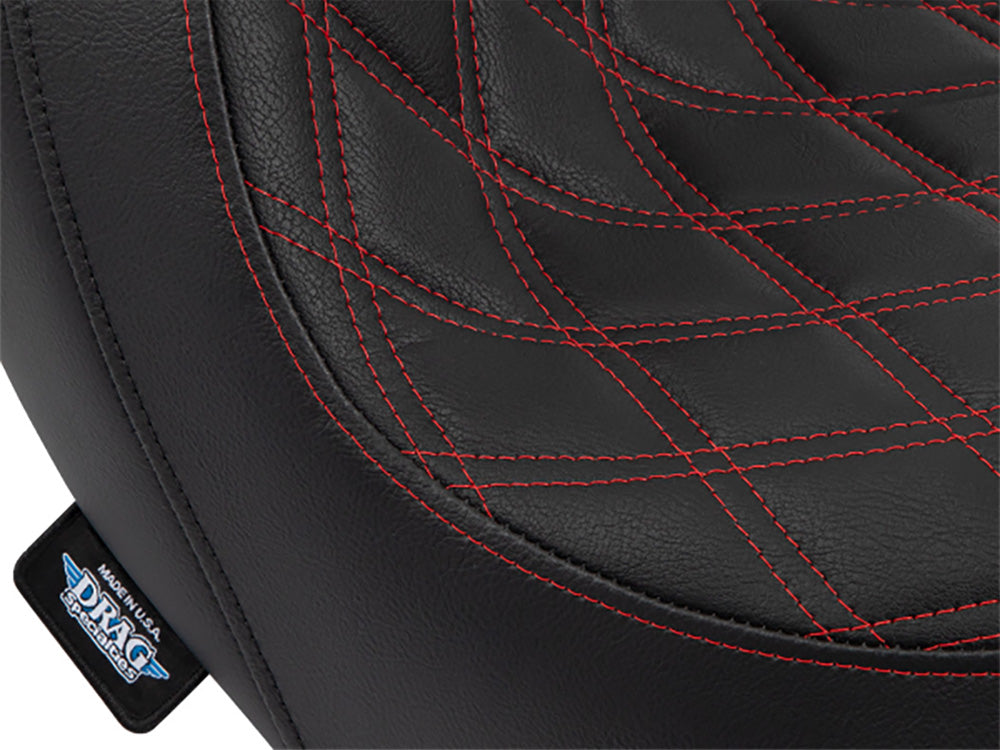 Performance Predator Dual Seat with Red Double Diamond Lattice Stitch. Fits Sport Glide & Low Rider 2018up, Low Rider S 2020up & Low Rider ST 2022up