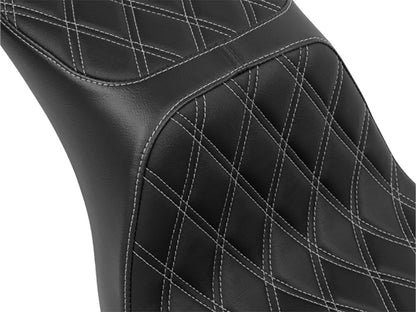 Performance Predator 2up Dual Seat with Silver Double Diamond Lattice Stitch. Fits Sport Glide & Low Rider 2018up, Low Rider S 2020up & Low Rider ST 2022up