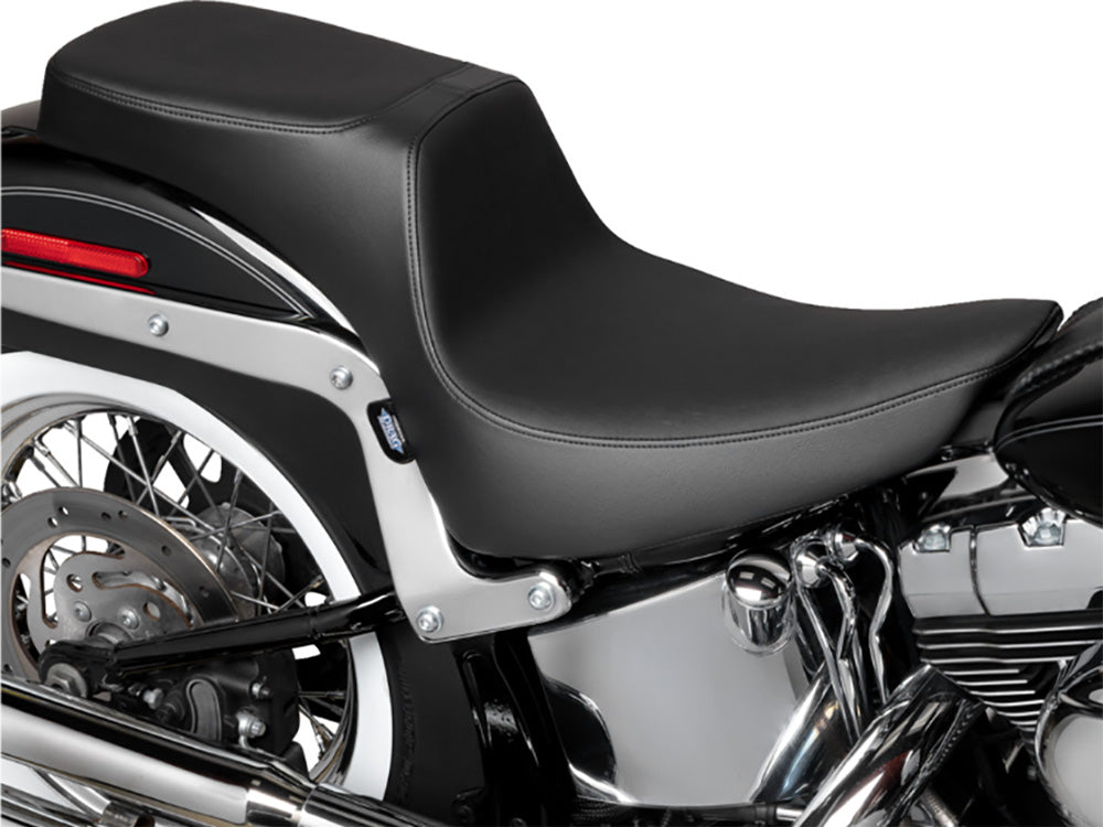 Performance Predator 2up Dual Seat - Smooth Black. Fits Softail 2000-2017 with 130 or 150 OEM Rear Tyre