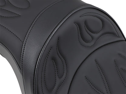 Low Profile Dual Touring Seat with Flame Stitch. Fits Sportster 2004-2021