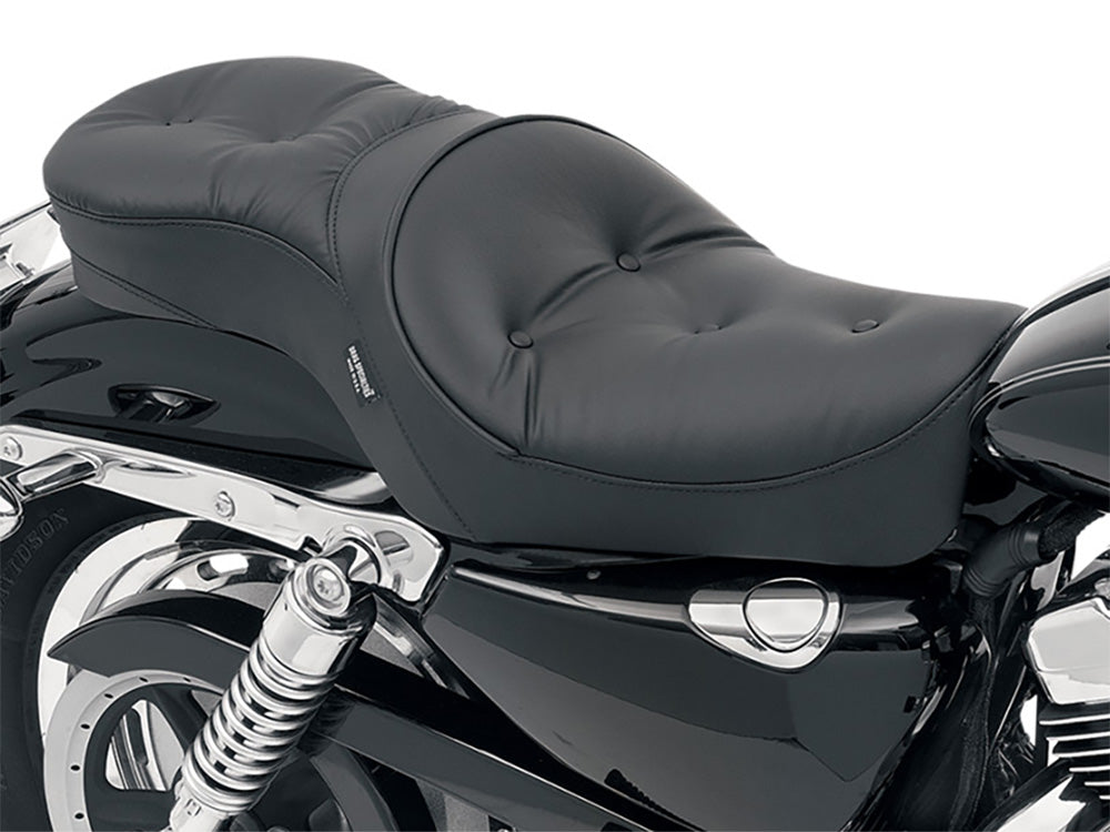 Low Profile Dual Touring Seat with Pillow Stitch. Fits Sportster 2004-2021