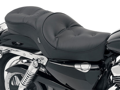 Low Profile Dual Touring Seat with Pillow Stitch. Fits Sportster 2004-2021