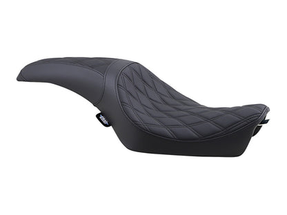 Predator Dual Seat with Black Double Diamond Lattice Stitch. Fits Sportster 2004-2021