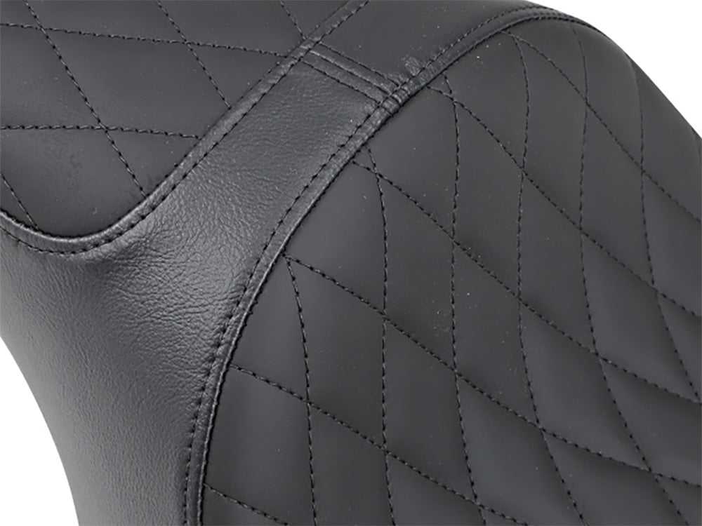 Caballero Dual Seat with Solar Leather & Black Diamond Stitch. Fits Sportster 2004-2021